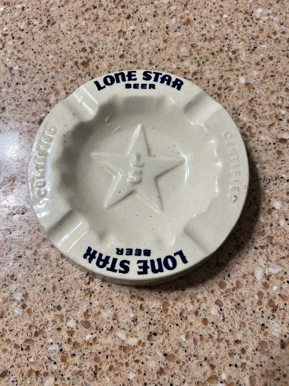 Vintage Lone Star Beer Ceramic Ashtray Texas Barware Tobacciana Memorabilia